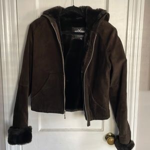 Wilson’s Brown leather (suede feel) fur lined jacket in excellent condition